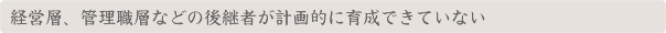 経営層、管理職層などの後継者が計画的に育成できていない